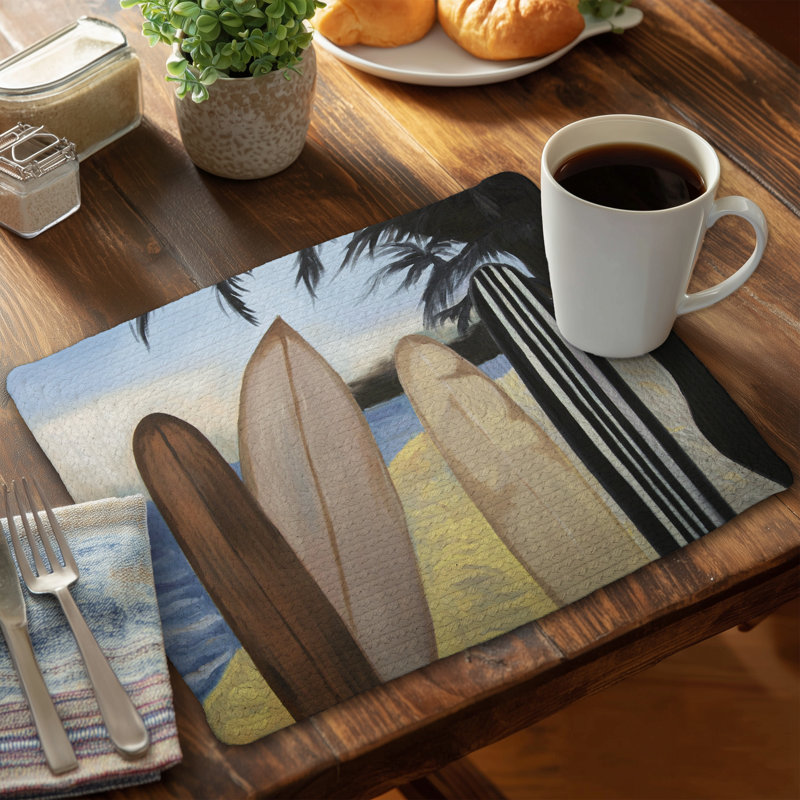 Ensemble de 4 napperons de surf en polyester tressé | Décoration intérieure