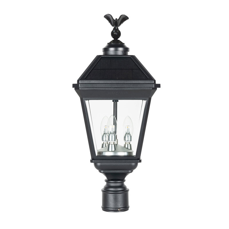 Imperial Trio Bulb Solar Post Light with Trapezoidal Solar Panels and 3" Fitter Mount 