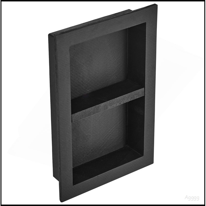 Shower Niche Ready For Tile 16" X 24", Double Shelf Organizer, Square Corners Wall-Inserted Niche Recessed, Sealed Protection Modern Soap Storage Niche For Shower Bathroom, Black