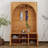 Arched Hall Tree With Storage Bench, 4 Golden Hooks, Entryway Bench With 3 Cabinets And Adjustable Shelves-1379515079