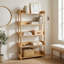 Bibliothèque à 5 niveaux en bois - Bibliothèque autoportante avec tablettes de rangement ouvertes et pieds en bois massif pour le bureau à domicile, le salon et la chambre à coucher
