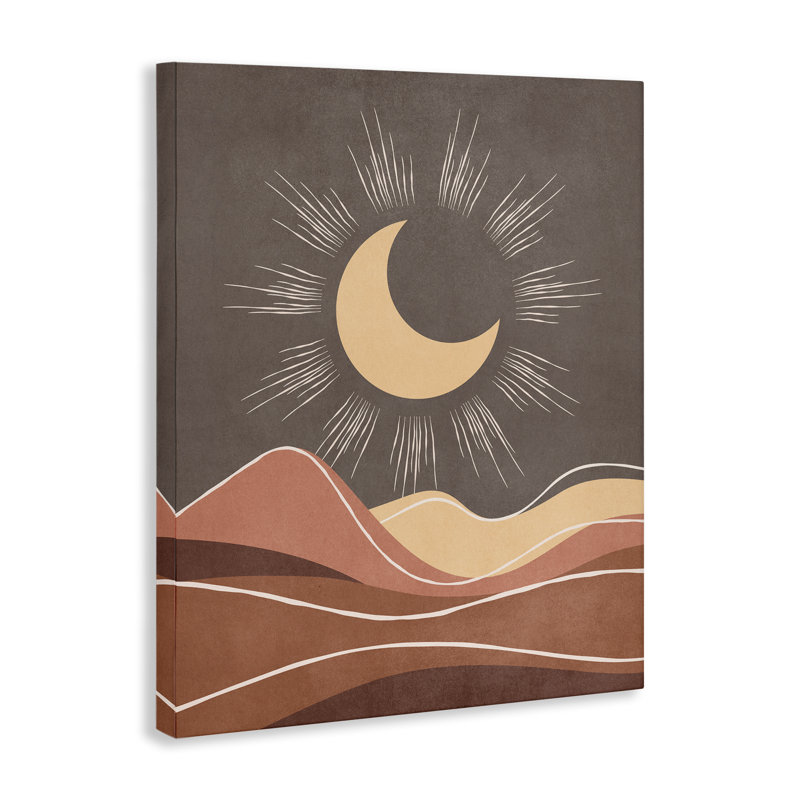 Art mural sur toile Boho Moon over Desert par Nataly White, H 20 po x l 16 po