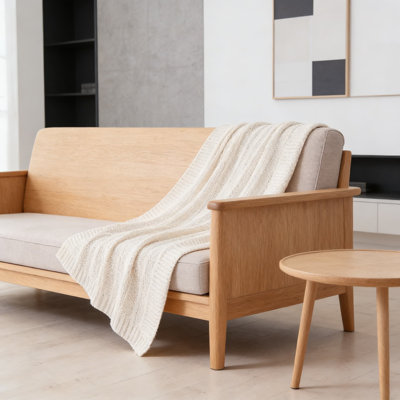 Jeté en tricot doux pour canapé et lit, douillette en fil d'acrylique léger et confortable avec motif à rayures classique pour le salon, le canapé et la décoration intérieure