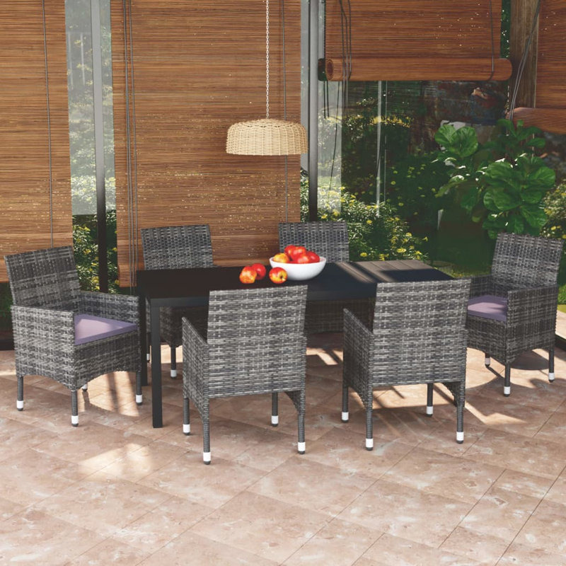 Ensemble de salle à manger de patio avec coussins 5 pièces Red Barrel Studio®, 6, H 29,1 po x l 59,1 po x P 35,4 po