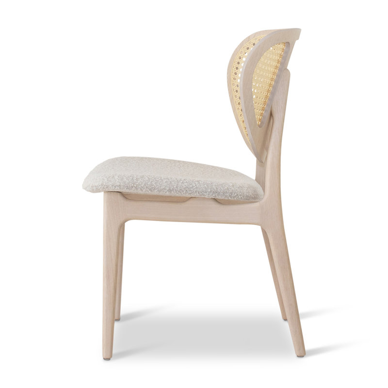Modern Brazilian Upholstered Dining Chair, Crafted Glaze Performance Boucle/Nevoa
