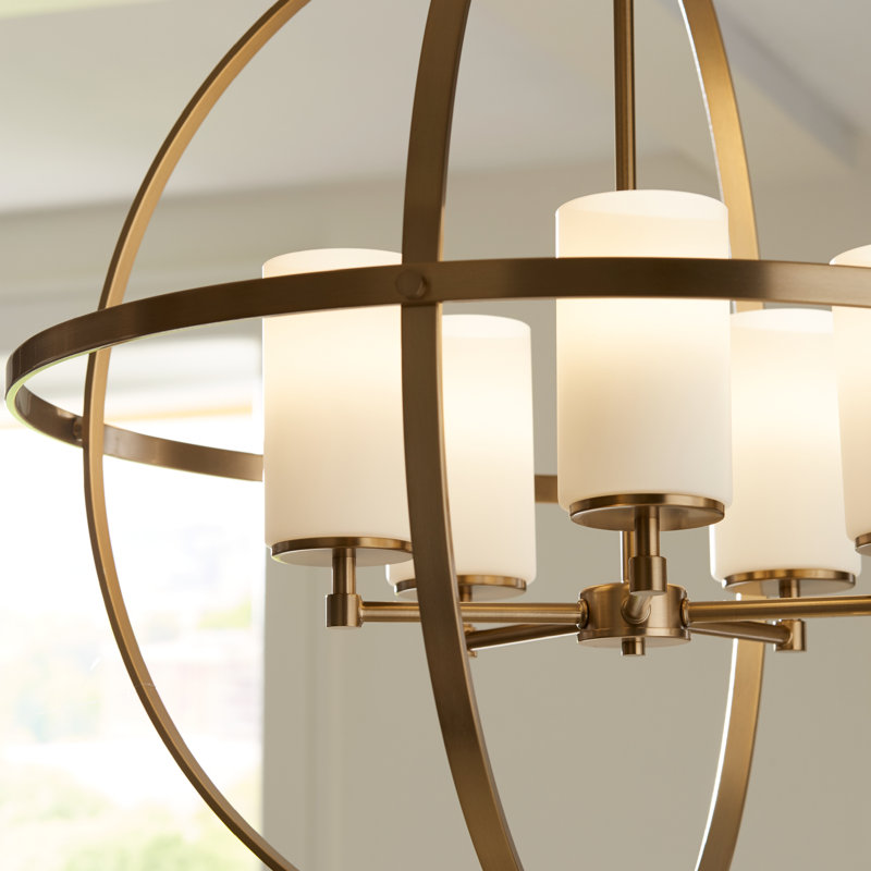 Alturas 5 - Light Dimmable Globe Chandelier, Satin Bronze, Yes