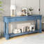 Console Console de 63 po de long avec tiroirs et tablette pour le vestibule, le couloir et le salon (bleu marine)