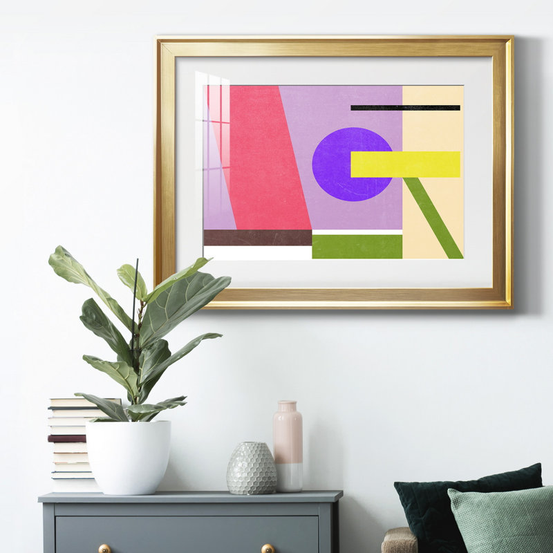 Composition de couleur IV, H 26,5 po x l 36,5 po x P 1 po, Papier avec cadre doré, Blanc