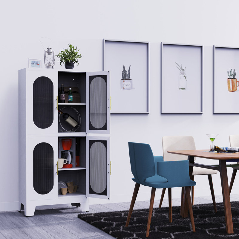 Armoire de rangement Kenhorst avec portes et tablettes pour la cuisine du salon