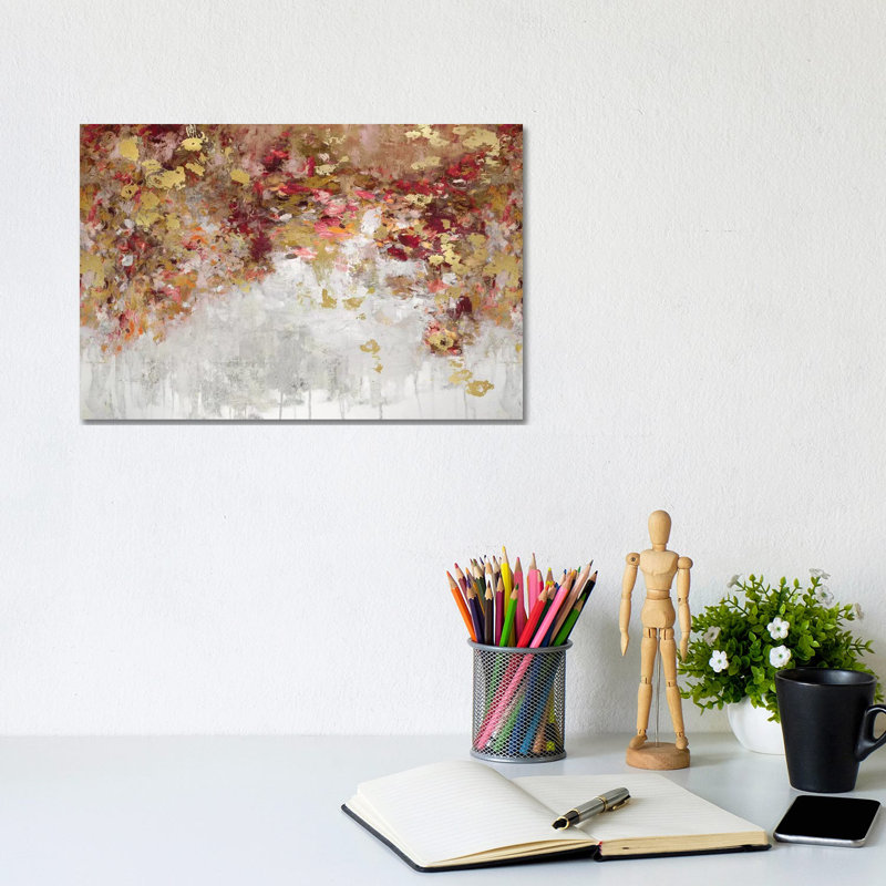 Charmed Red & Gold by Nikki Robbins - Wrapped Canvas Painting, 20.32 cm H x 30.48 cm W