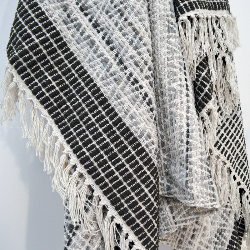 Naal Heavyweight Zig Zag Patterned Throw, Grey, W125 x L150cm