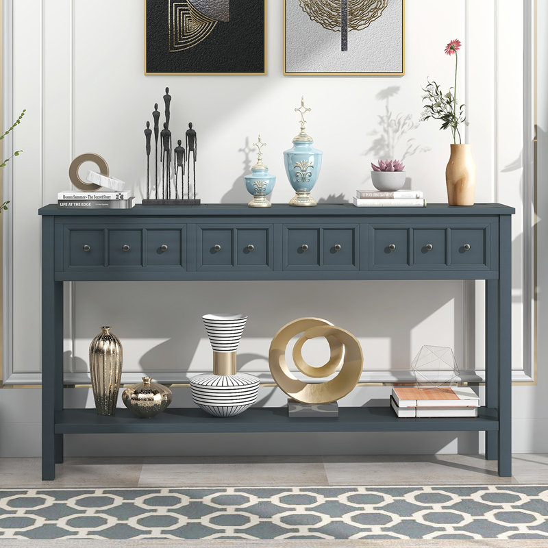 Charming Console Table with Versatile Storage and Stylish Design, Navy