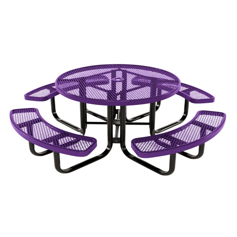 Table de pique-nique ronde de 117 cm (46 po), extensible, texturée violette, 46 In, Round Childrens, Expanded Metal