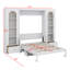 Grand lit escamotable avec bureau, lit mural horizontal avec armoires latérales de rangement, tiroirs et lumière DEL-115733978