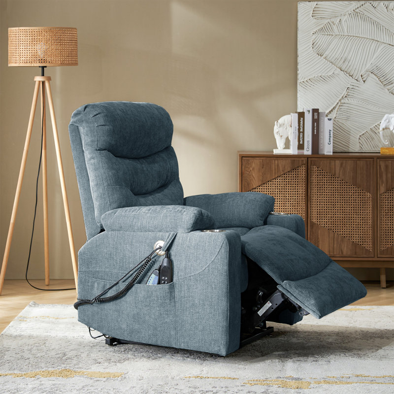 Fauteuil inclinable massant et surdimensionné Cayrn, Bleu marine