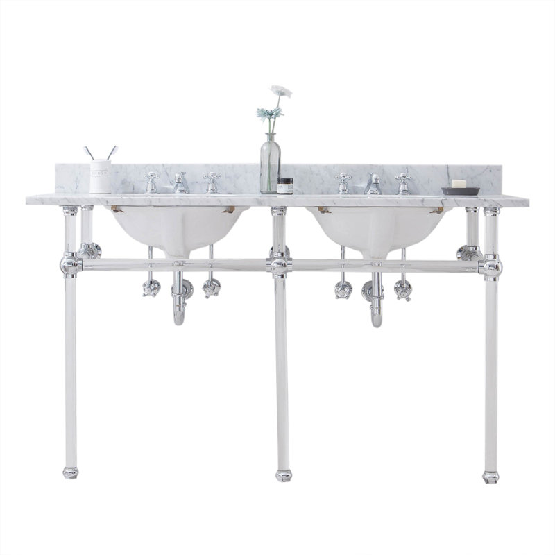 Empire Stone Oval Console Bathroom Sink with Faucet and Overflow, Chrome