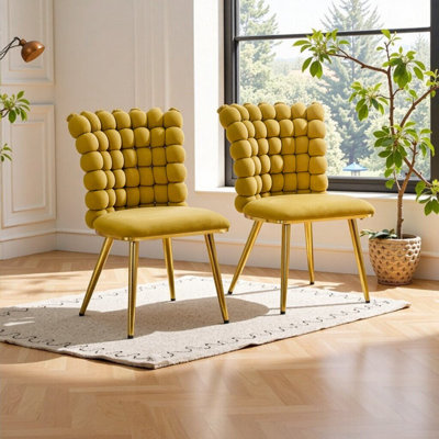 Ensemble de 2 fauteuils d'appoint ergonomiques capitonnés avec pieds en métal brillant pour la salle à manger et le meuble-lavabo