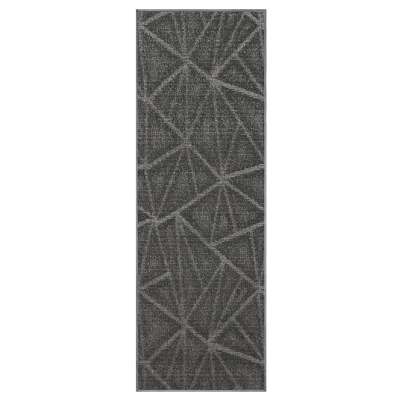 Tapis raffiné à motif raffiné gris, Tapis de couloir 4 pi x 12 pi