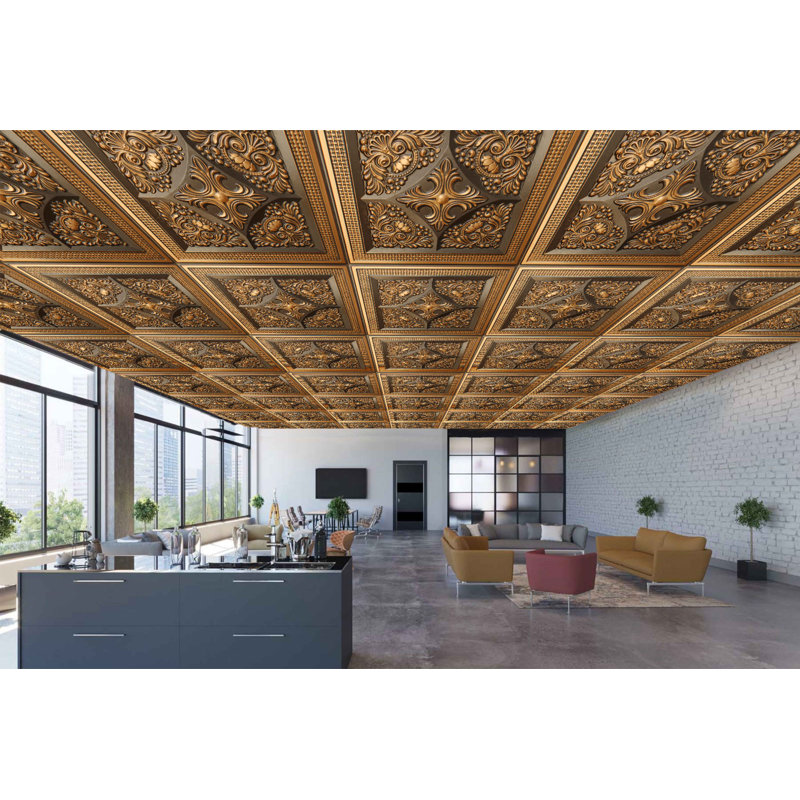 Carreau de plafond en PVC 2 pi x 2 pi Falkirk Perth, Or antique