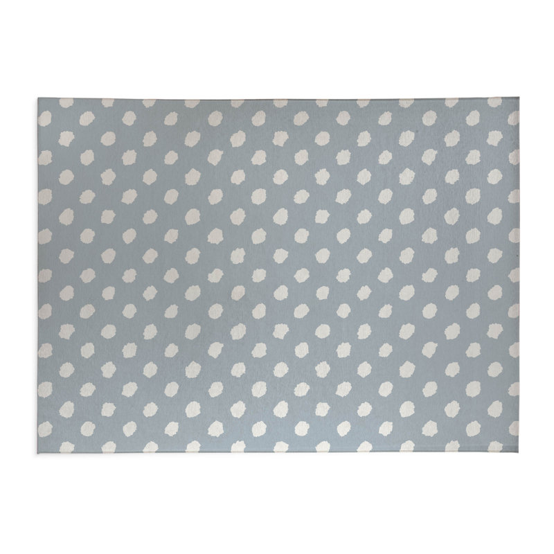 Tapis de cuisine Dot Dot, Rectangulaire 3 pi x 5 pi, Bleu ardoise, Grunge à pois