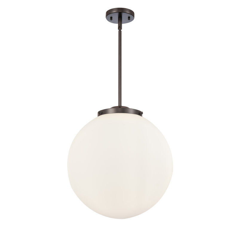 Luminaire suspendu sphère 3 lumières Frederick, H 17 po x l 16 po x P 16 po, Blanc, Brun