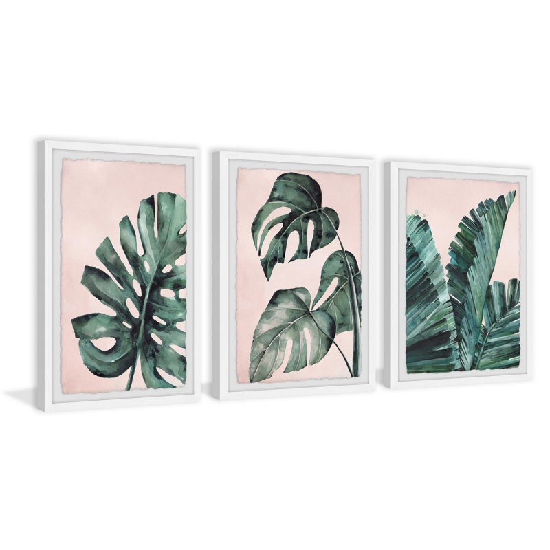 Sciotodale Palmera dans un triptyque rose, H 45 po x l 30 po x P 1,5 po