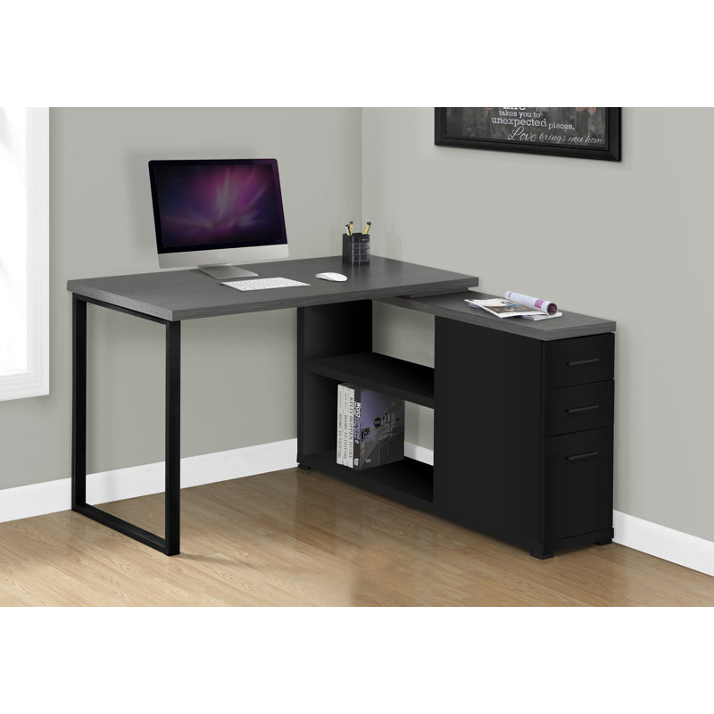 Bureau d'ordinateur d'angle en forme de L en métal, pour le travail, un bureau personnel ou un ordinateur portable Leicester