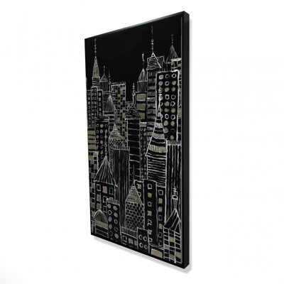 Illustrative city towers - 24"x48" Framed canvas