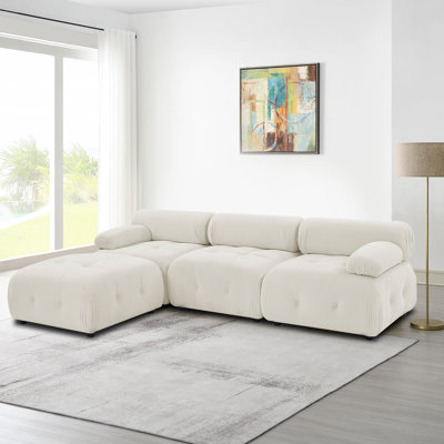 Raynna Modern Stylish 4-Piece Reversible L-Shaped Velvet Upholstered Modular Sectional Sofa -  Mercer41, 6505F27E2B5746AD824009E2DB3F5C66