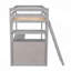 Lit mezzanine simple avec bureau et tablettes, deux tiroirs intégrés