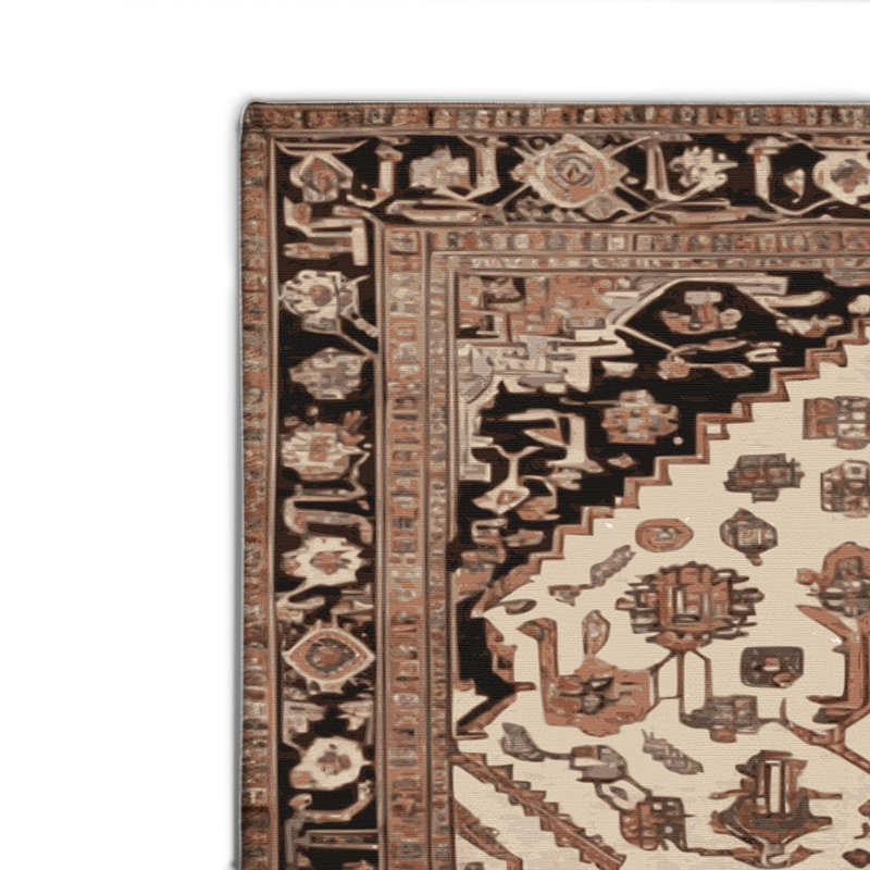 Tapis d'intérieur et d'extérieur brun Persian, Rectangulaire 8 pi x 10 pi