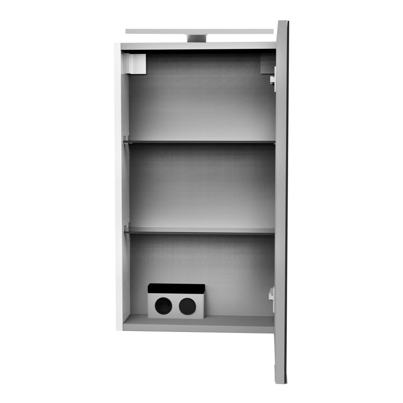Surface Mirrored Bathroom Cabinets with Mirror and 2 Adjustable Shelves, Stop on the right, White