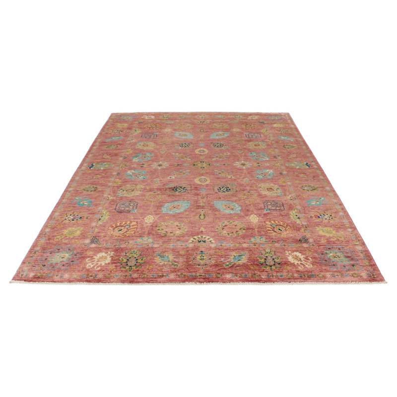 Tapis traditionnel rose et multicolore Anatolian, Rectangle 5 pi 8 po x 9 pi 9 po