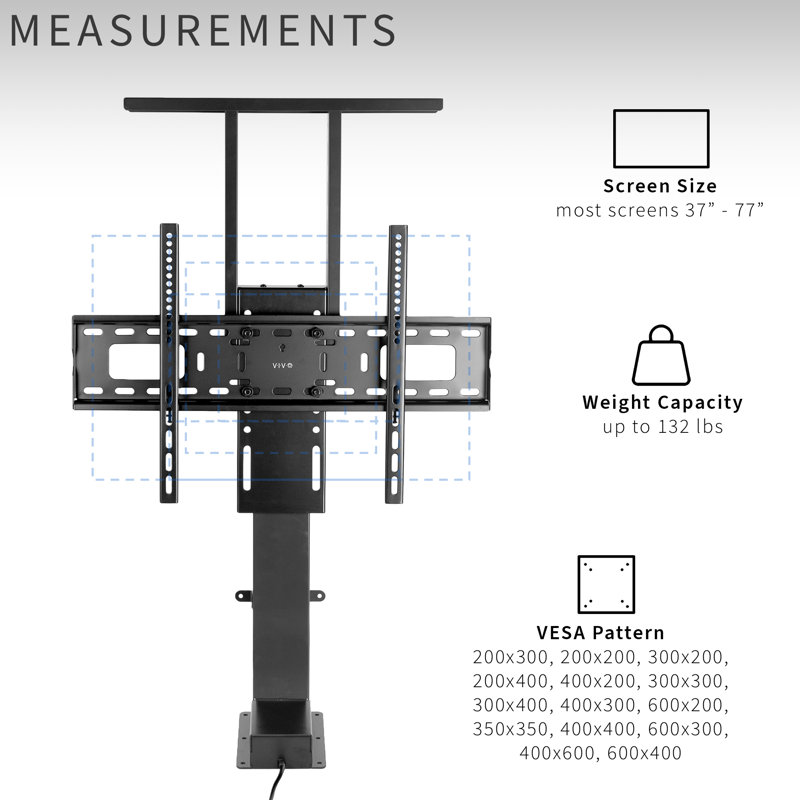 VIVO TV Motorized Vertical Stand Lift, Height Adjustable Mount (MOUNT-E-UP55P Series), 85" H x 8" W x 4.7" D