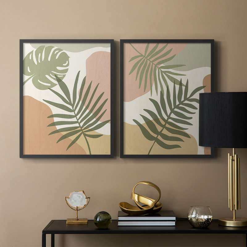 Impression encadrée Mid-Century Palm I-Premium - prête à être accrochée - aucun clou requis - aucun clou requis