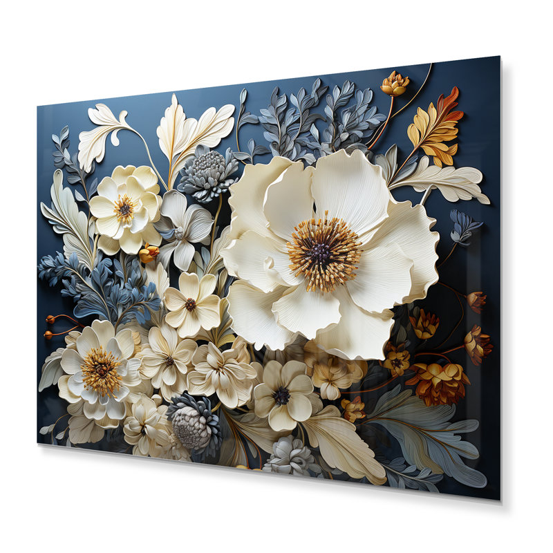 Tapisserie «I», impression florale sur métal, H 12 po x l 20 po