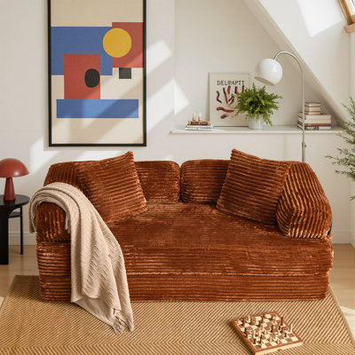 Modern 80" Modular Sleeper Sofa Bed, Cloud-Like Corduroy Couch With High-Resilience Foam For Living Rooms, Studios, And Guest Spaces