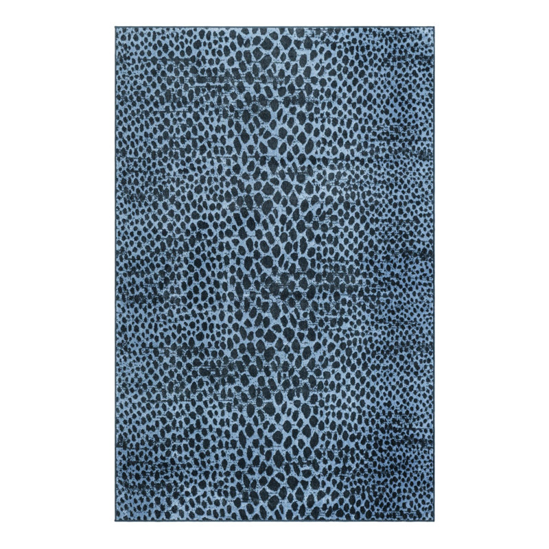 Tapis bleu marine à motif animalier Langley Street®, Rectangle 5 pi 3 po x 8 pi