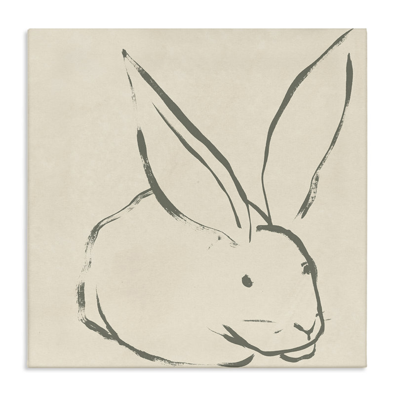 «Simple Rabbit Outline», art mural sur toile par June Erica Vess, H 30 po x l 30 po