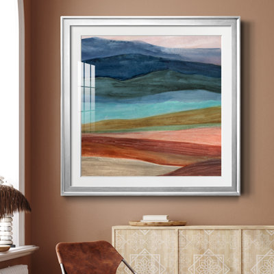 Couches du désert - Tableau encadré en verre, grand format, idéal pour le salon