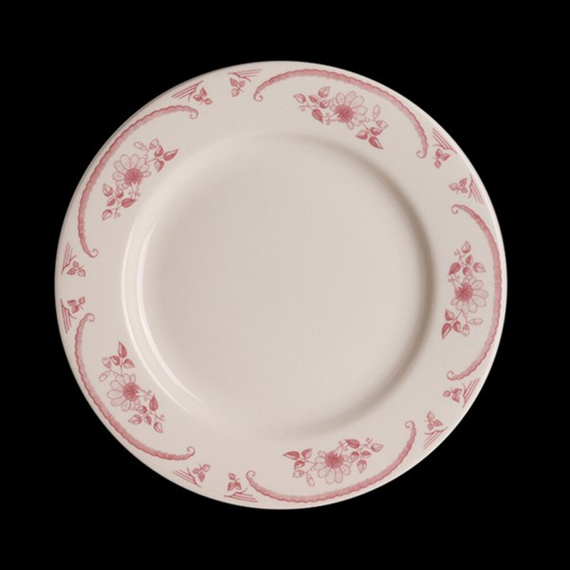 AMERICAN ROSE Plate Rolled Edge, White/Pink