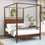 Lit plateforme à baldaquin en bois avec tête de lit-618298350