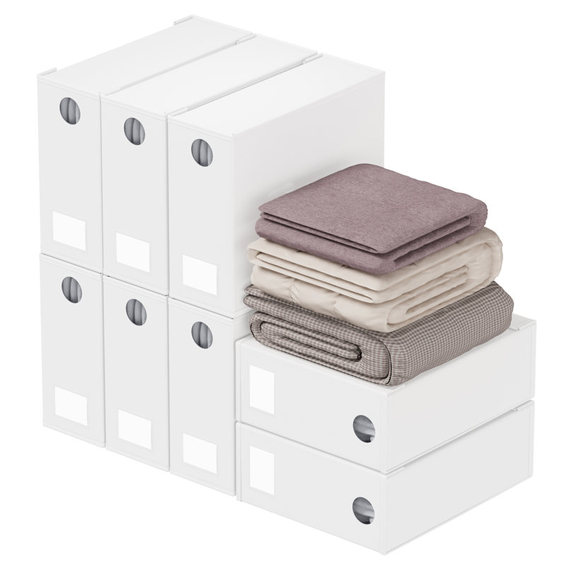 Ensemble de 8 organisateurs de draps et rangement, organisateur de placard en lin pliable avec fenêtre pour literie grand et très grand