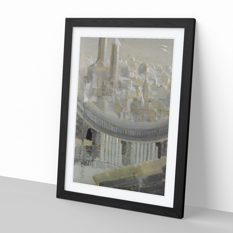 The City Vol.2 by Mikalojus Konstantinas - Picture Frame Painting, 48cm H x 36cm W x 2cm D, Black Framed