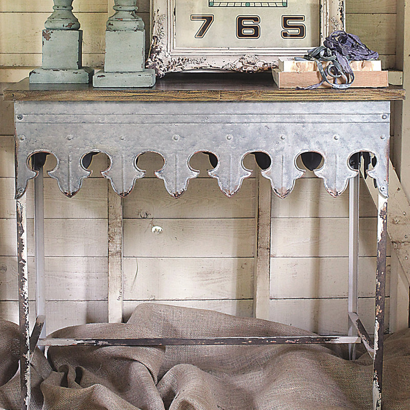 91.4cm Solid Wood Top Console Table, Zinc
