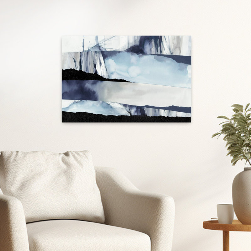 Layers of Storm and Ice II, art mural contemporain abstrait, H 16 po x l 24 po