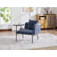 Confortable fauteuil de loisir rembourré avec petite table, pieds en métal et poches de rangement-133996149