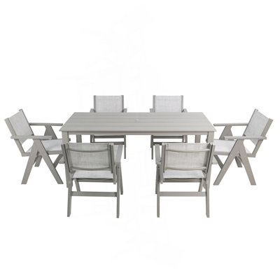 A Wooden-Textured Imitation Wood Dining Table/ Simple Yet With A High Quality Feel. It Has A Small Tabletop And Is Perfect For Outdoor Picnics