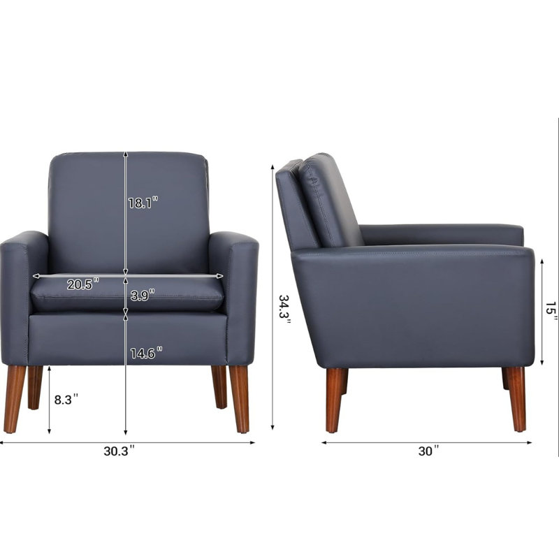 Fauteuil d'appoint rembourré Cristyle, Similicuir bleu