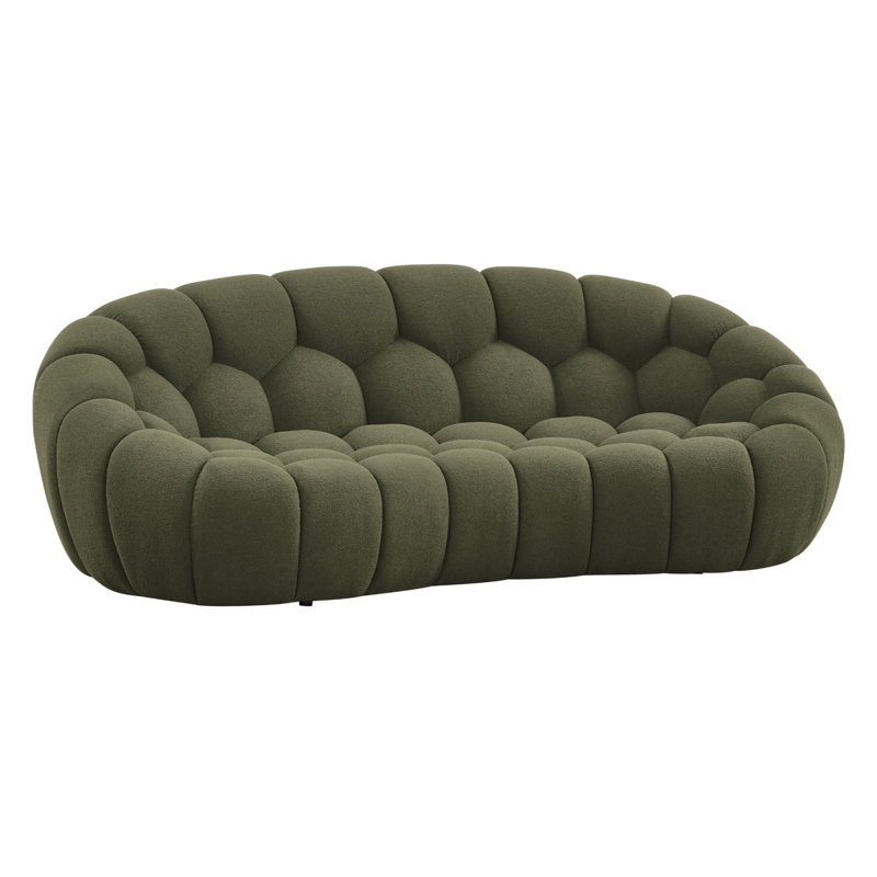 Blodget - Canapé moderne incurvé en tissu bleu sarcelle foncé, 28.7" H x 104.7" W x 45.3" D, Vert foncé